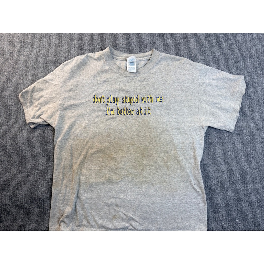 Vintage Delta Magnum Weight T-Shirt Mens Large Gray Embroidered Graphic Tee Y2K